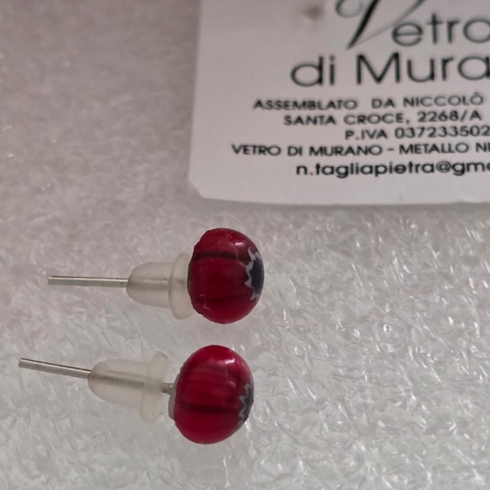 🎀Murano Venice glass stud evil eyes red earrings🎁Gift